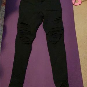 Guess leggings ripped with lace under holes